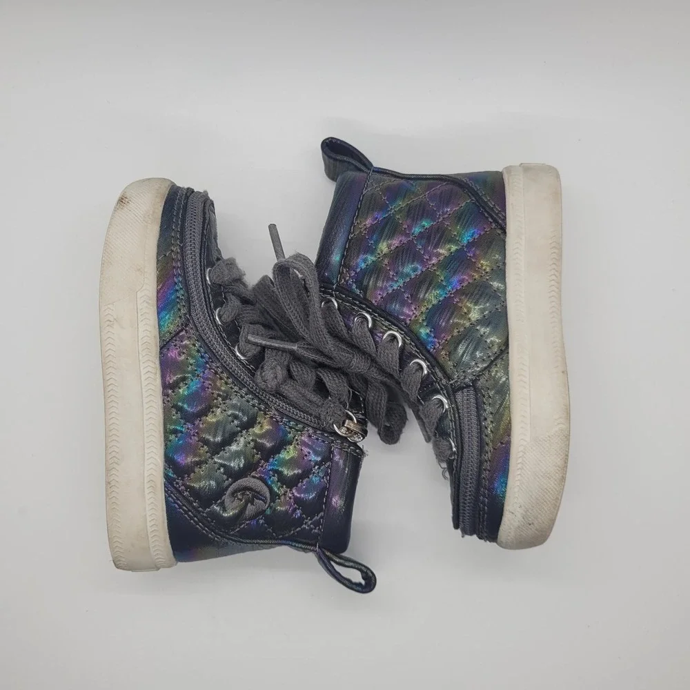 Billy Footwear Toddler Iridescent Quilted High Top Adaptive Sneakers Size 5